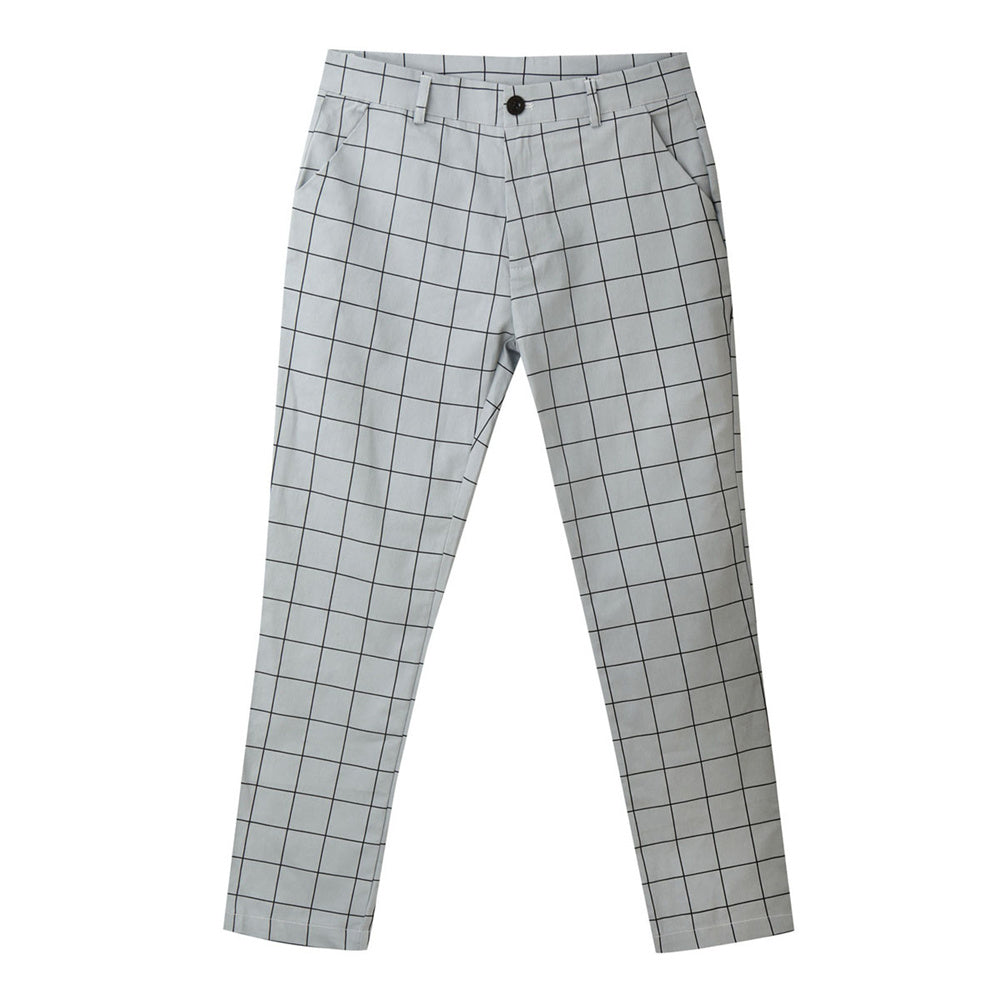 Men's Elegant Plaid Pants #XK6001 - Pants | Gray / S