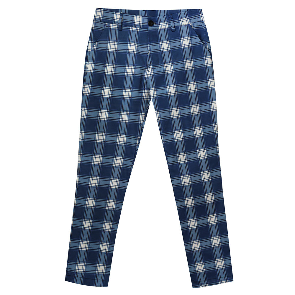 Men's Vintage Plaid Pants #XK6027 - Pants | Blue / S