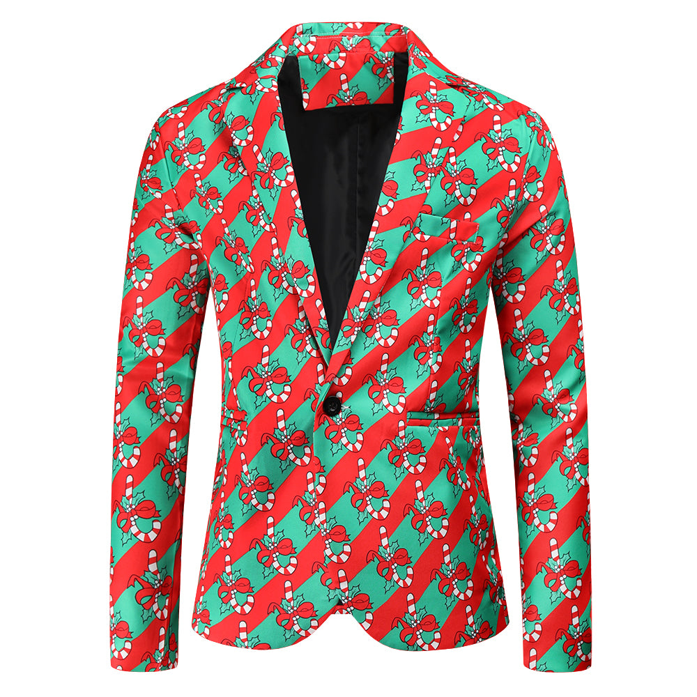 Men's Colorful Christmas Print Blazer #X45 - Blazers | Multicolour / M