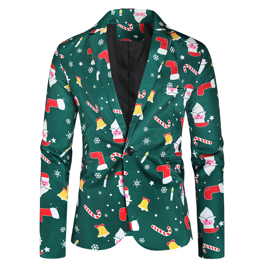 Men's Christmas Print Blazer #X38 - Blazers | Multicolour / M