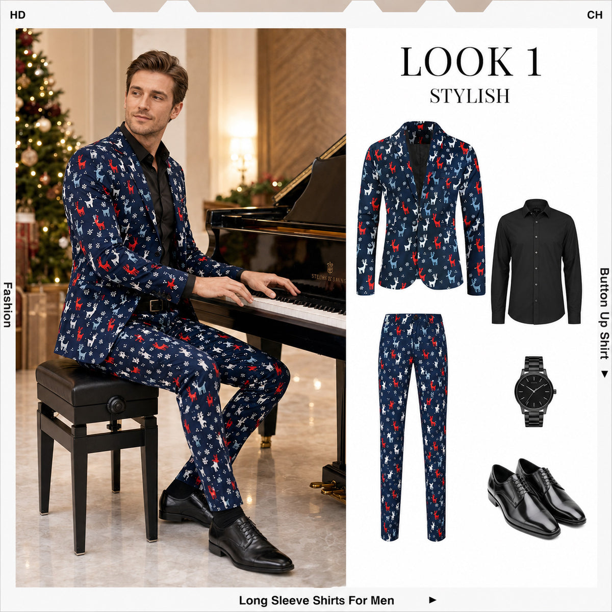 Herrenanzug mit Marmordruck – Kühnes modernes Statement-Outfit