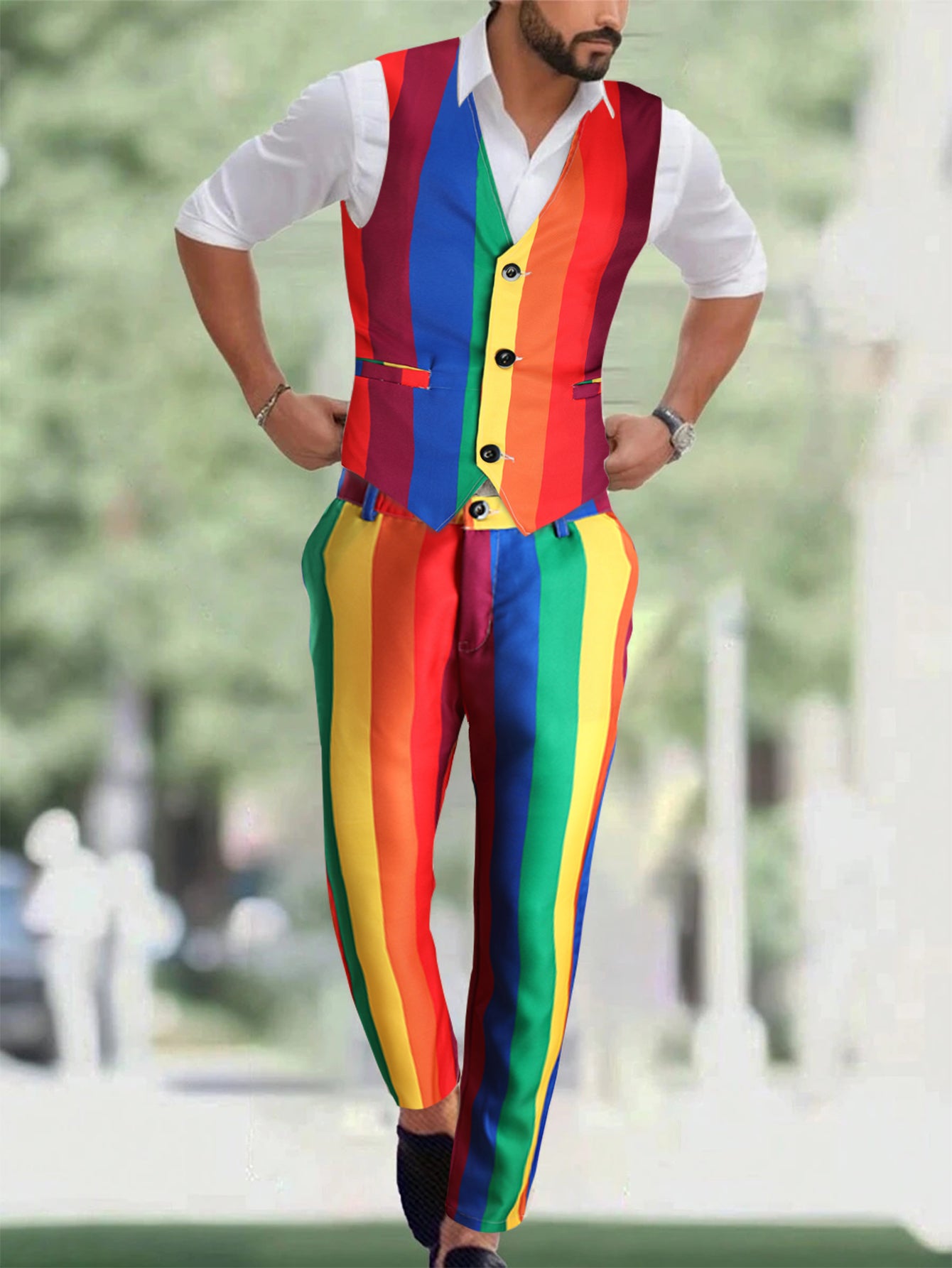Men's Rainbow Vest Suit - Vests | Rainbow / M