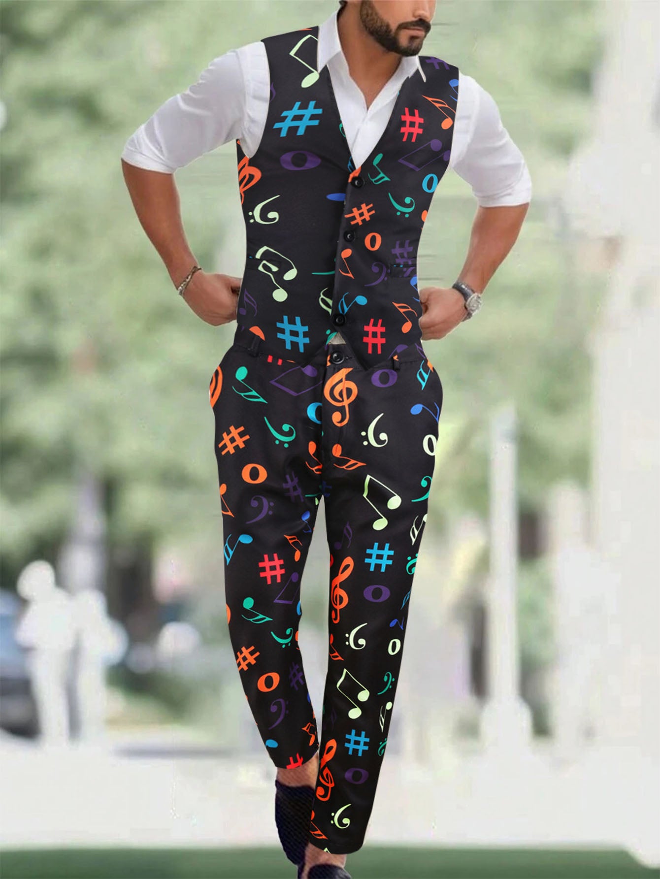 Men's Black Casual Vest Suit - Vests | Black / M