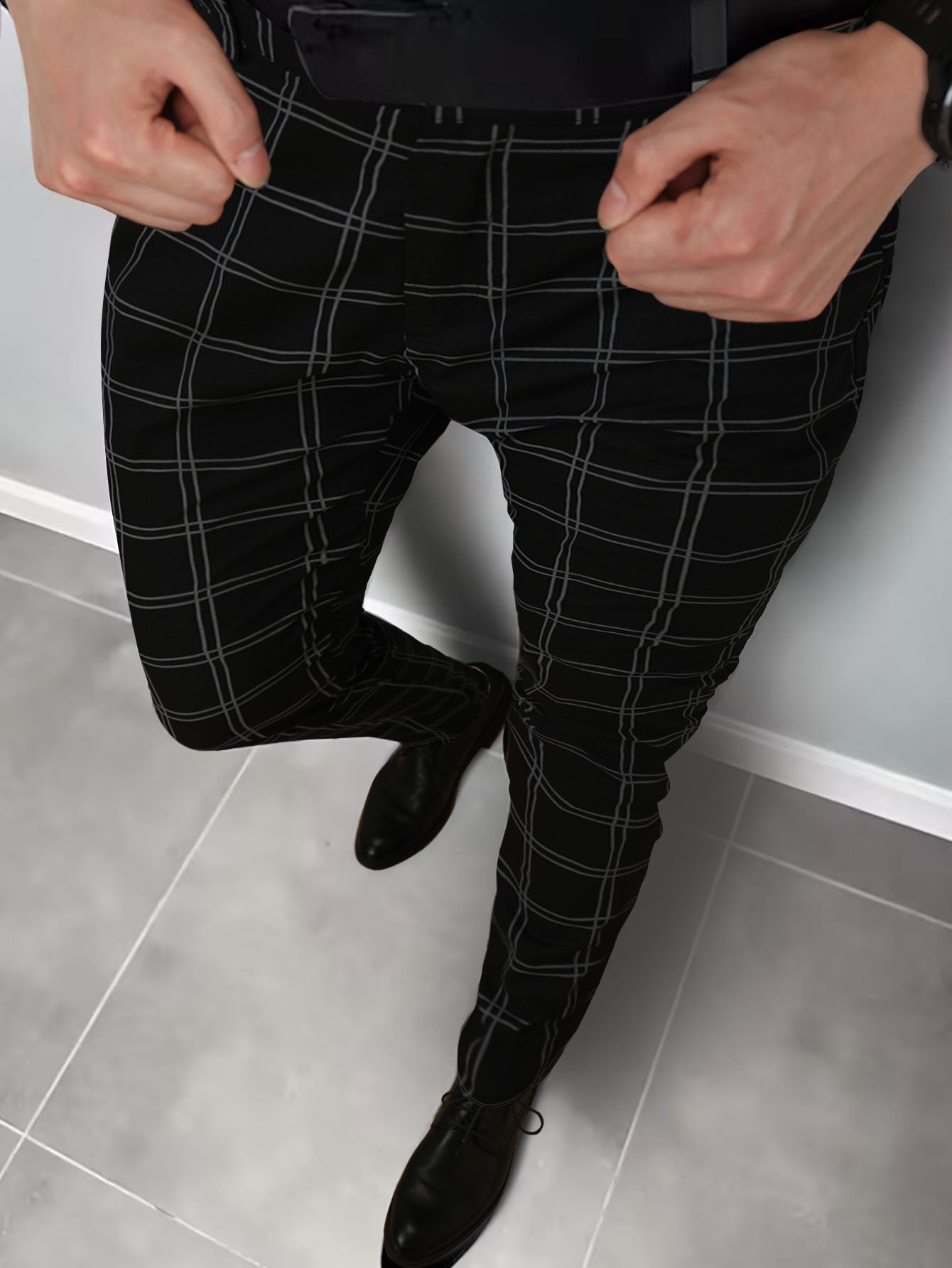 Men’s Classic Plaid Pants #XK6051 - Pants | Black / S