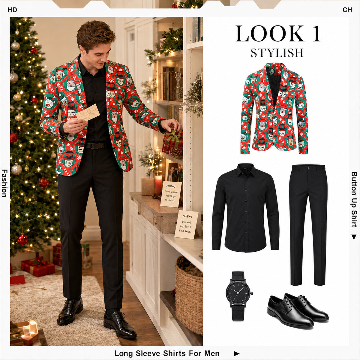 Snowman Reindeer Printed Christmas Suit