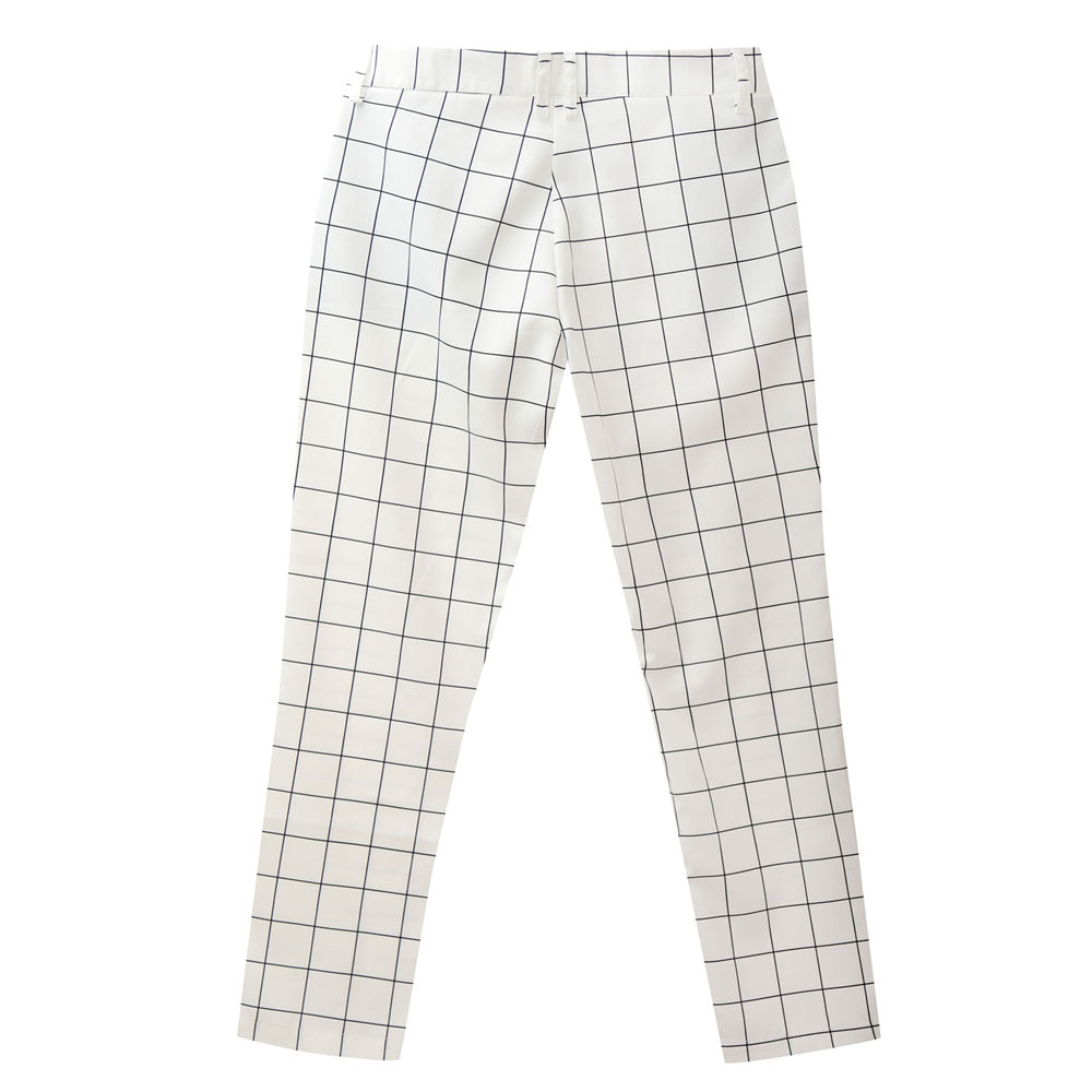 Men's Elegant Plaid Pants #XK6001 - Pants | White / S