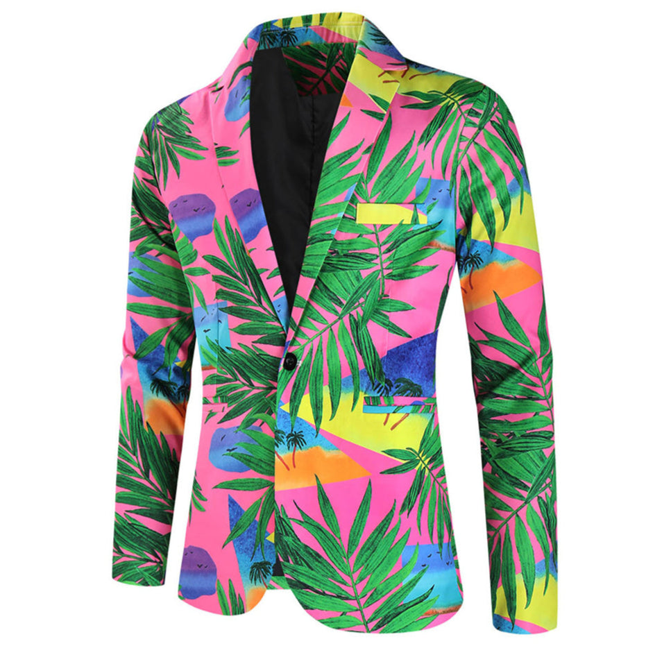 Tropical Print Men’s Blazer – Bold Summer Party Suit Jacket - Blazers | Multicolour / M