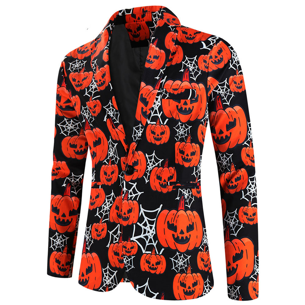 Men's Pumpkin Print Blazer #X121 - Blazers | Multicolour / M