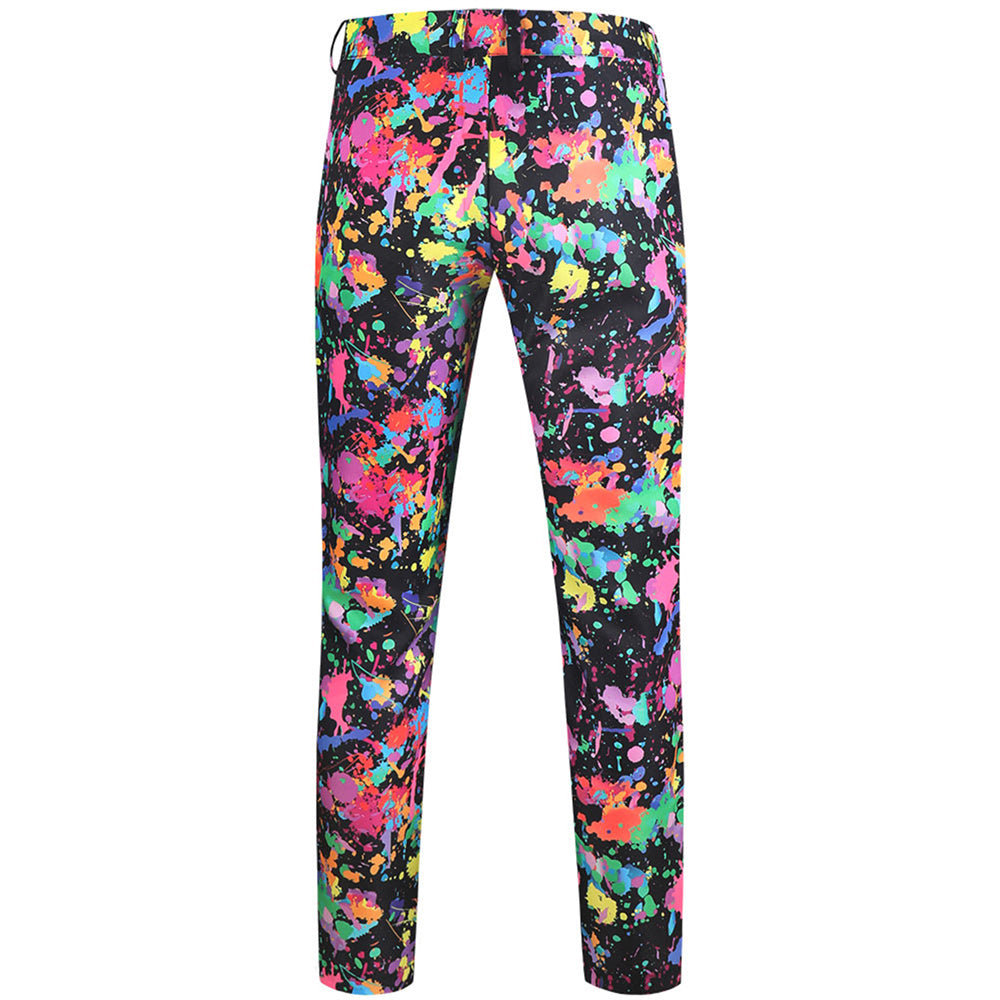 Men's Graffiti Paint Splash Suit Set | Artistic Party Blazer & Pants - Suits | Multicolour / M