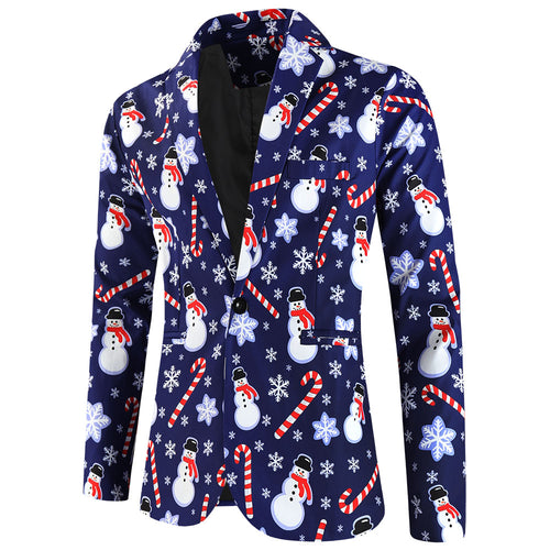 Men's Christmas Print Blazer #X656 - Blazers | Multicolour / M