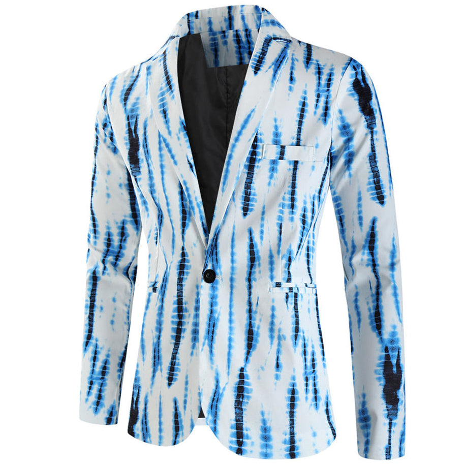 Men's Modern Artistic Blazer #X337 - Blazers | Blue / M