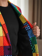 Rainbow Patchwork Plaid Suit