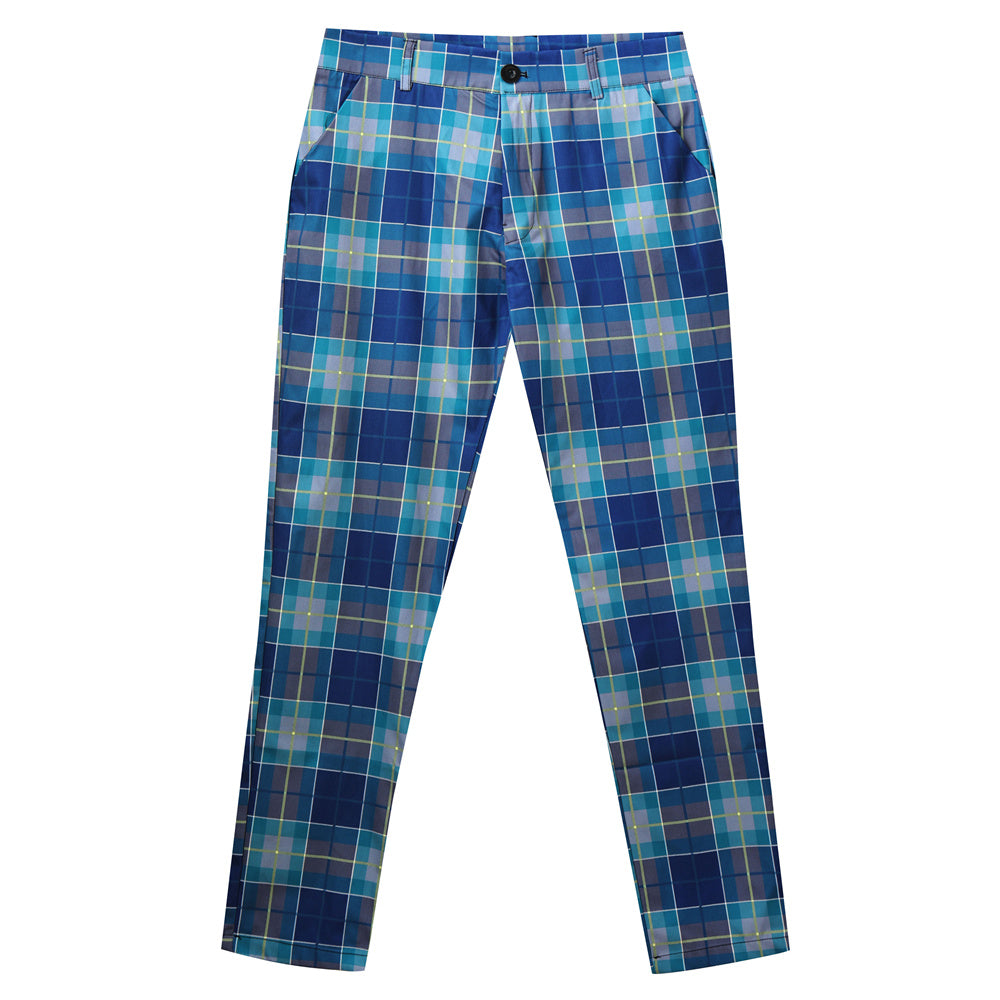 Men's Retro Plaid Pants #XK6029 - Pants | Blue / S