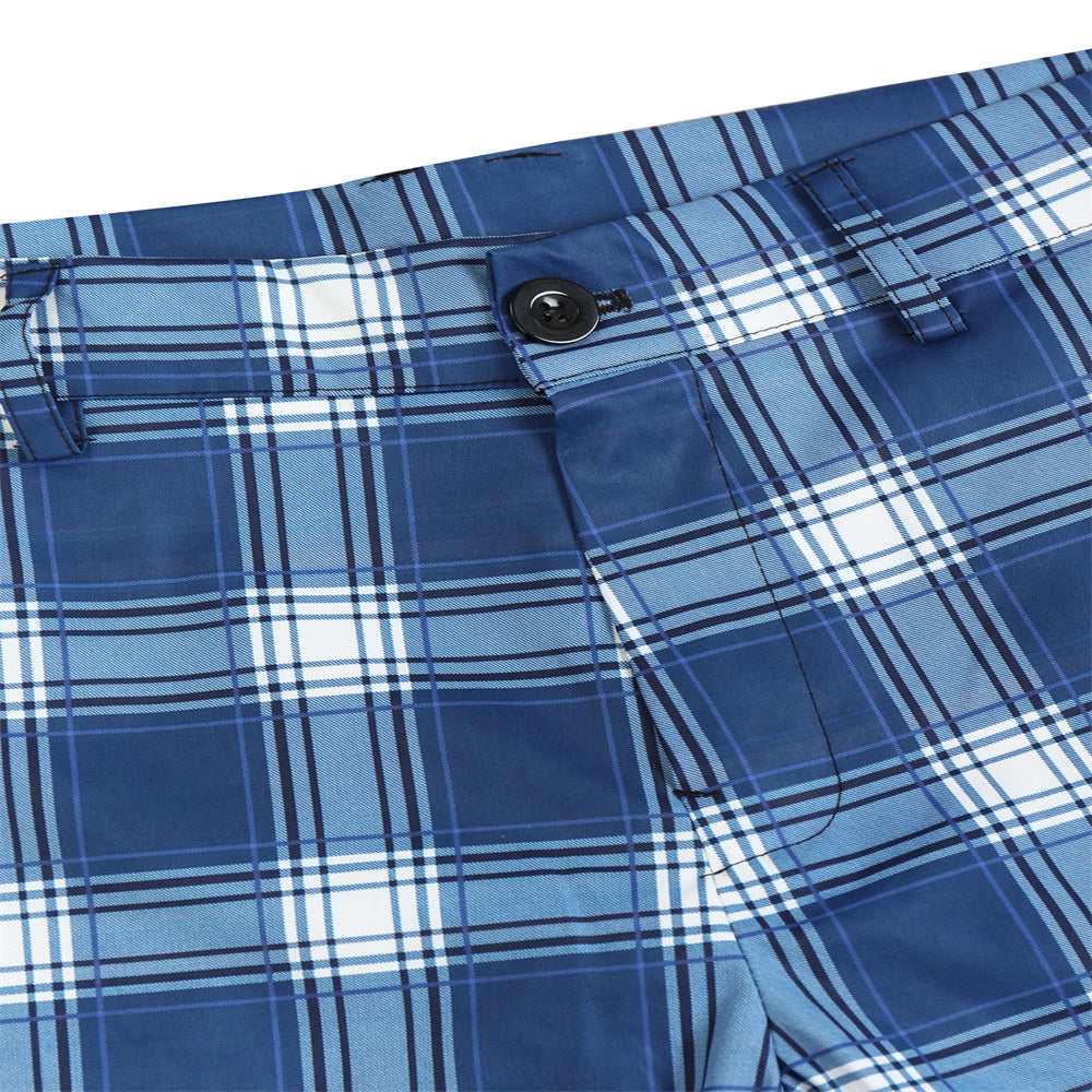 Men's Vintage Plaid Pants #XK6027 - Pants | Blue / S