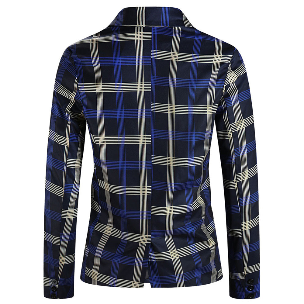 Men's Plaid Blazer #X6021 - Blazers | Blue Plaid / M