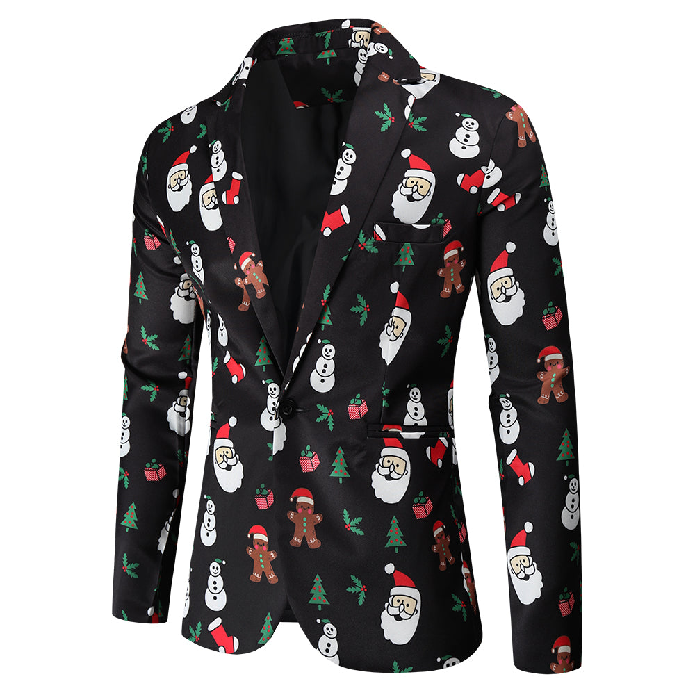 Men's Christmas Printed Blazer #X46 - Blazers | Multicolour / M