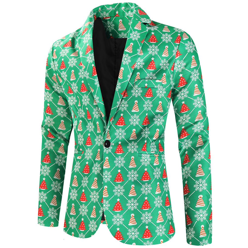 Men's Christmas Print Blazer #X623 - Blazers | Multicolour / M