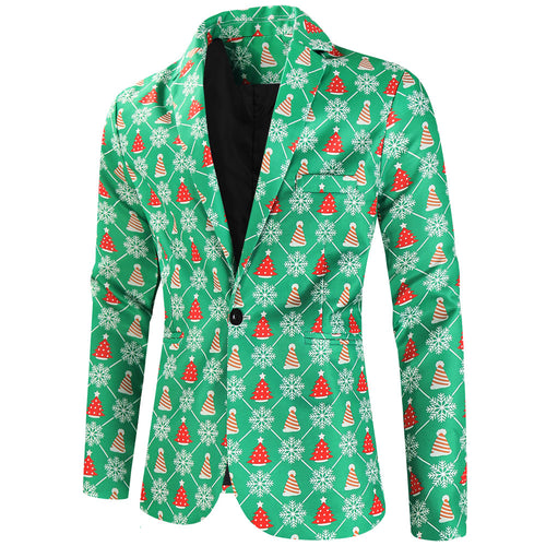 Men's Christmas Print Blazer #X623 - Blazers | Multicolour / M