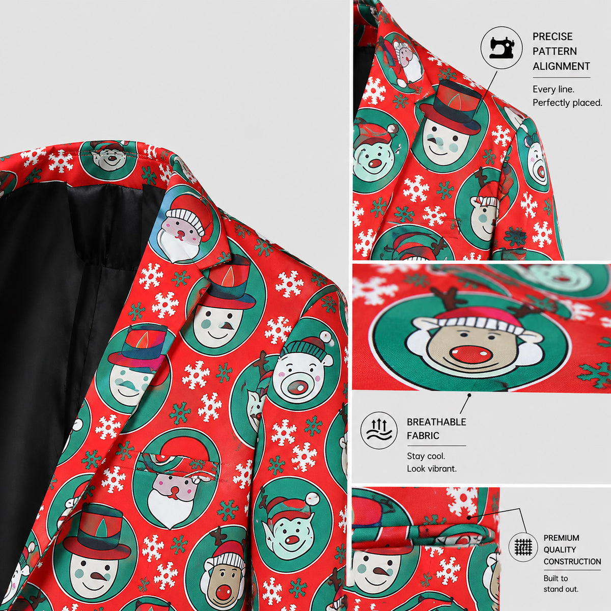 Snowman Reindeer Printed Christmas Suit