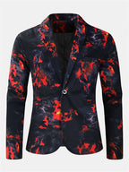 Black Flame Print Suit Set