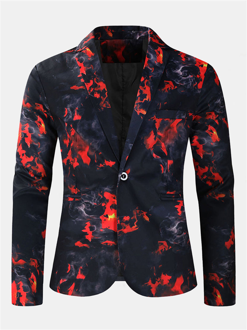 Black Flame Print Suit Set