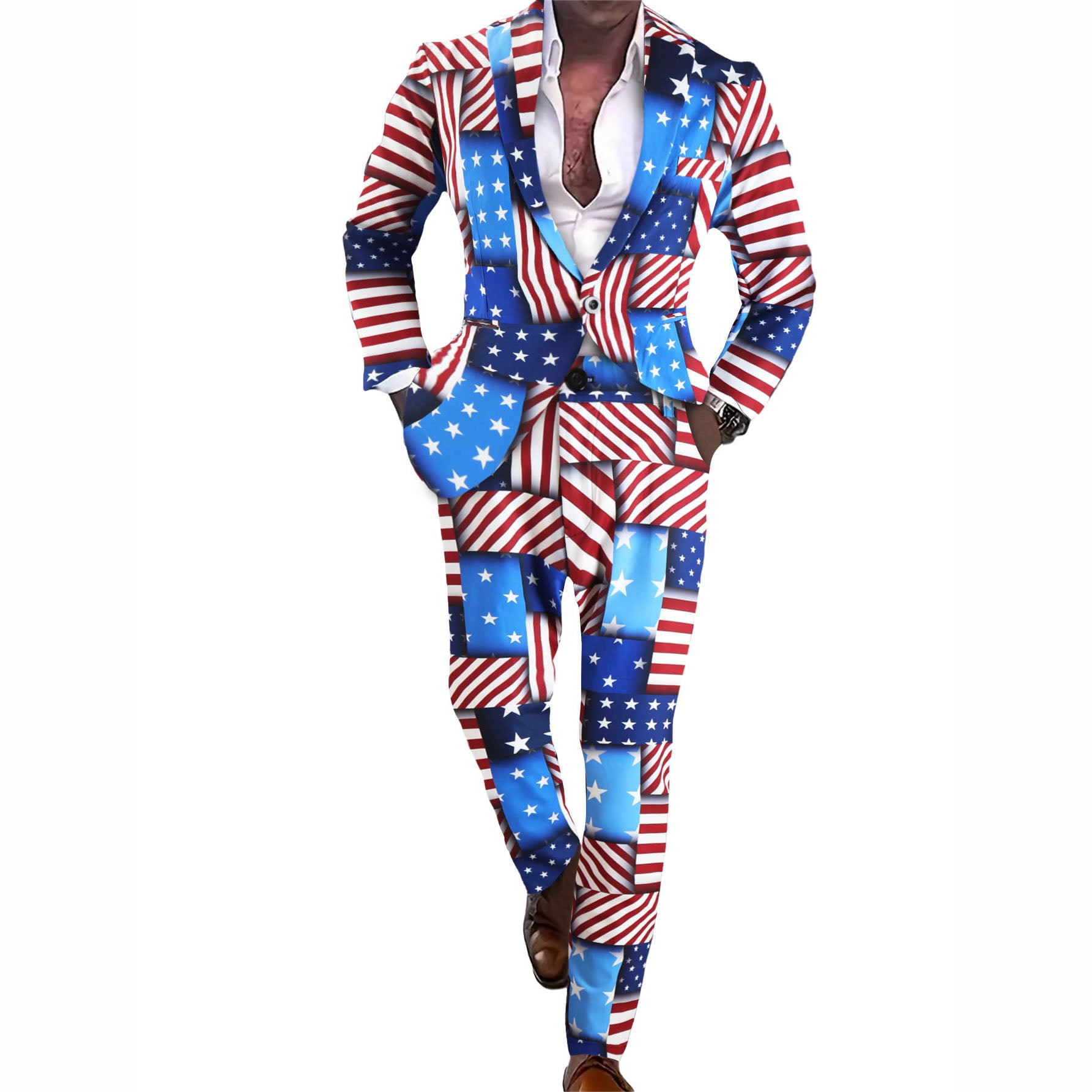 Men's Print Suit #2TZ2524 - | Multicolour / M