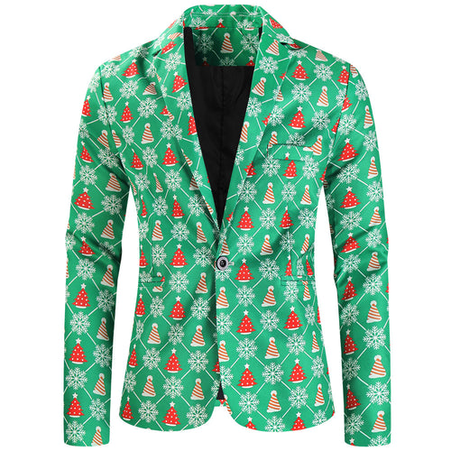 Men's Christmas Print Blazer #X623 - Blazers | Multicolour / M
