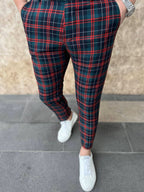 Men’s Check Pants #XK6026 - Pants | Burgundy / S