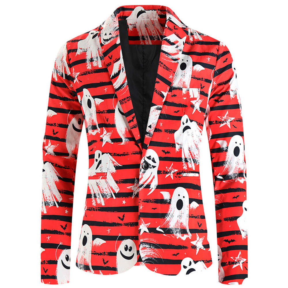 Men's Halloween Print Blazer #X124 - Blazers | Multicolour / M
