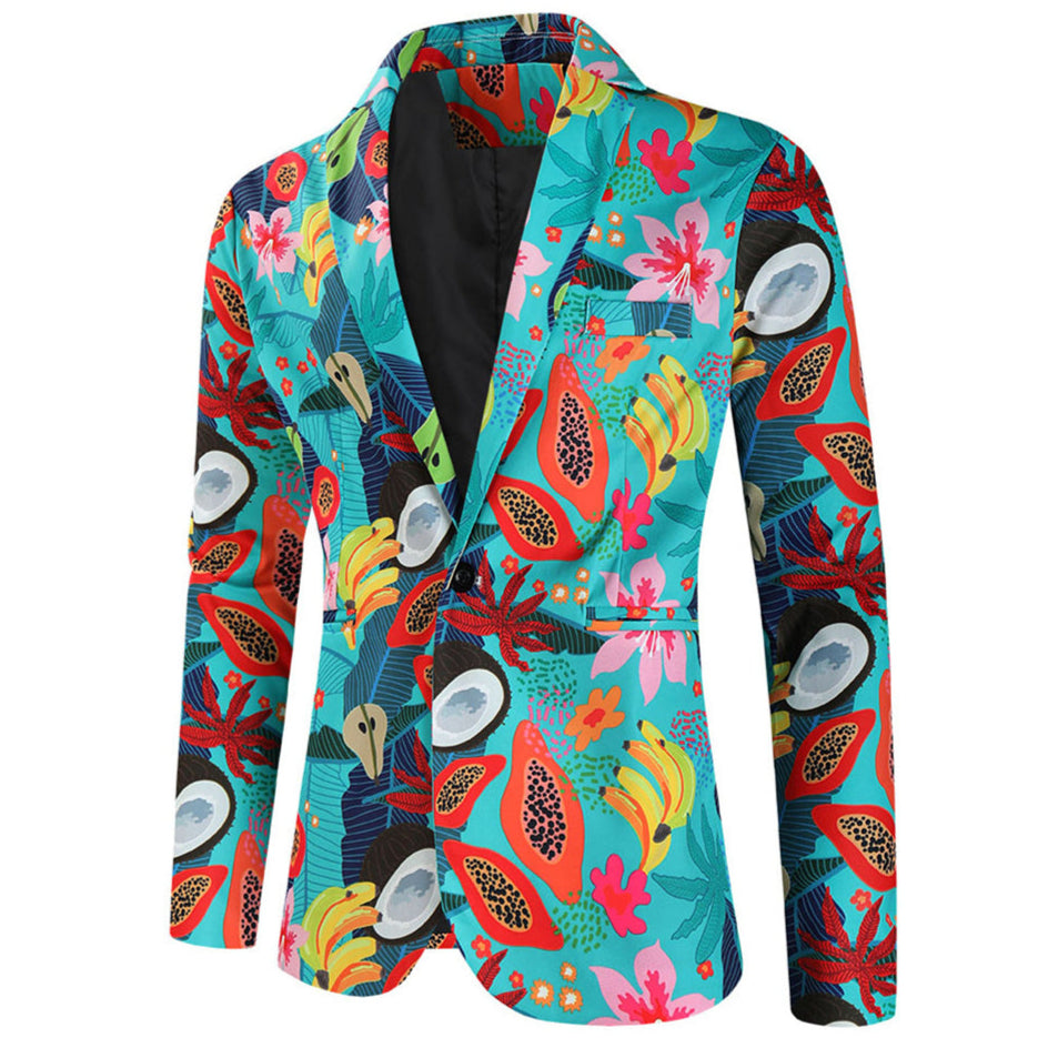 Men's Vibrant Printed Blazer #X325 - Blazers | Multicolour / M