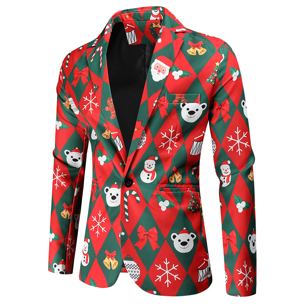 Men's Christmas Print Blazer #X47 - Blazers | Multicolour / M
