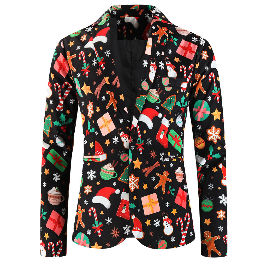 Men's Christmas Print Blazer #X655 - Blazers | Multicolour / M