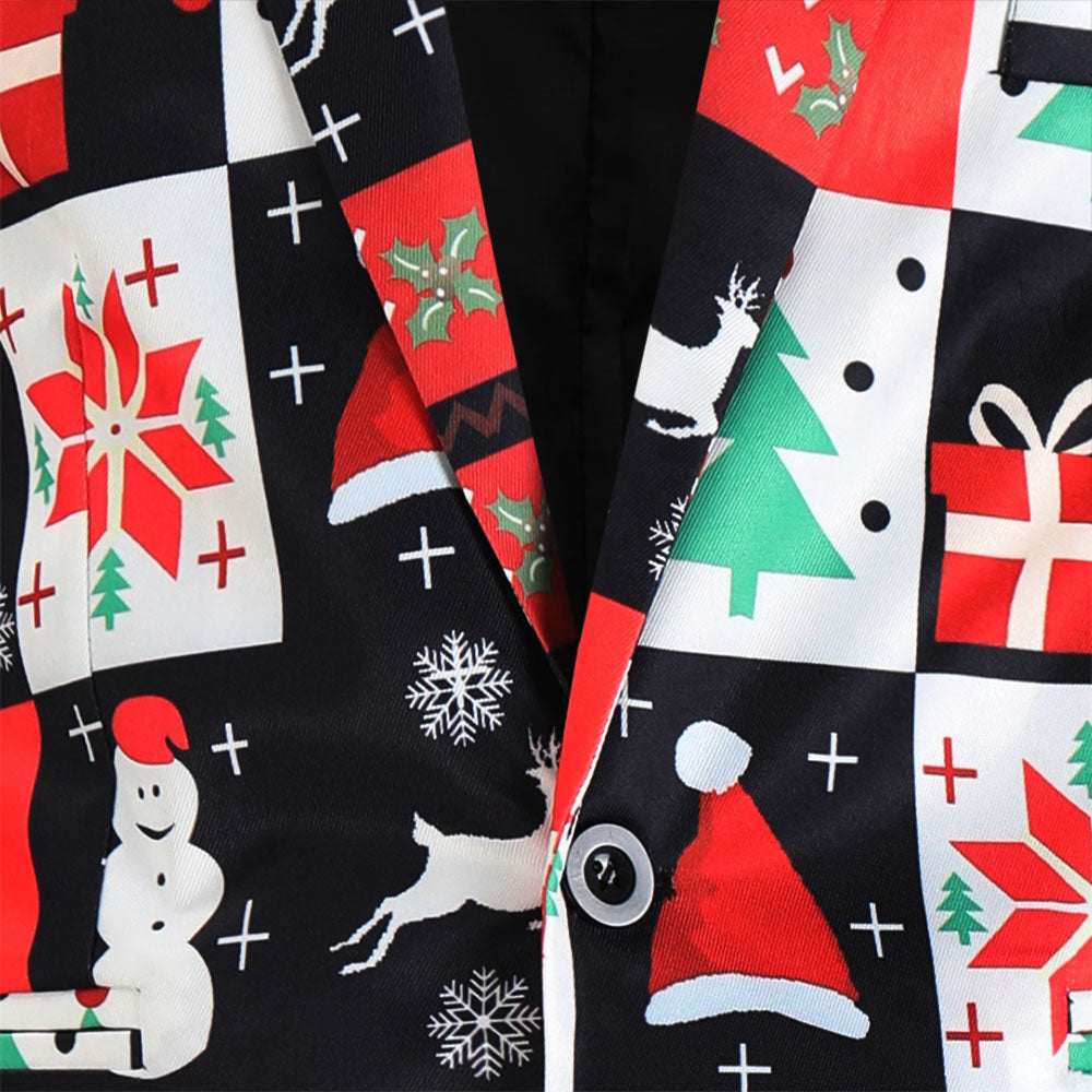Men's Christmas Fashion Printed Blazer #X622 - Blazers | Multicolour / M