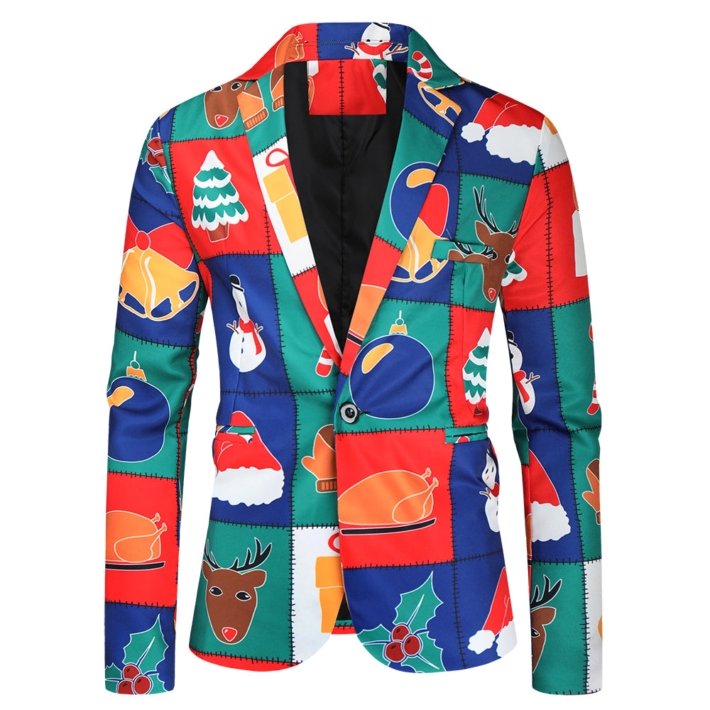 Men's Colorful Christmas Blazer #X33 - Blazers | Multicolour / M