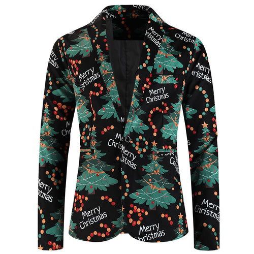 Men's Christmas Print Blazer #X658 - Blazers | Multicolour / M