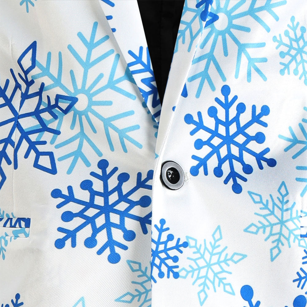 Men's Snowflake Print Blazer #X626 - Blazers | Blue / M