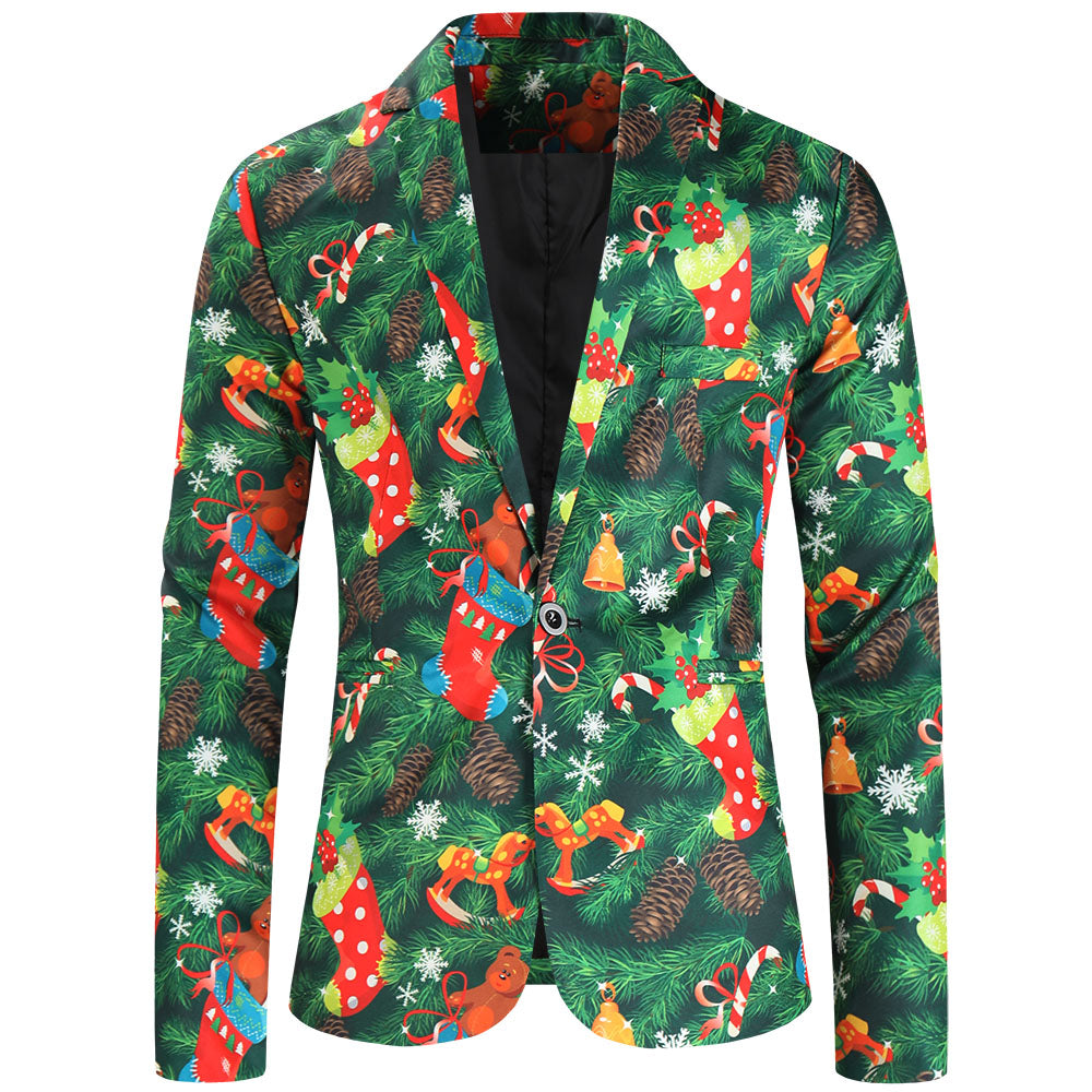 Men's Christmas Colorful Print Blazer #X629 - Blazers | Multicolour / M