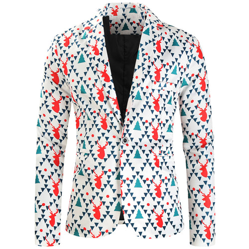 Men's Christmas Print Blazer #X627 - Blazers | Multicolour / M