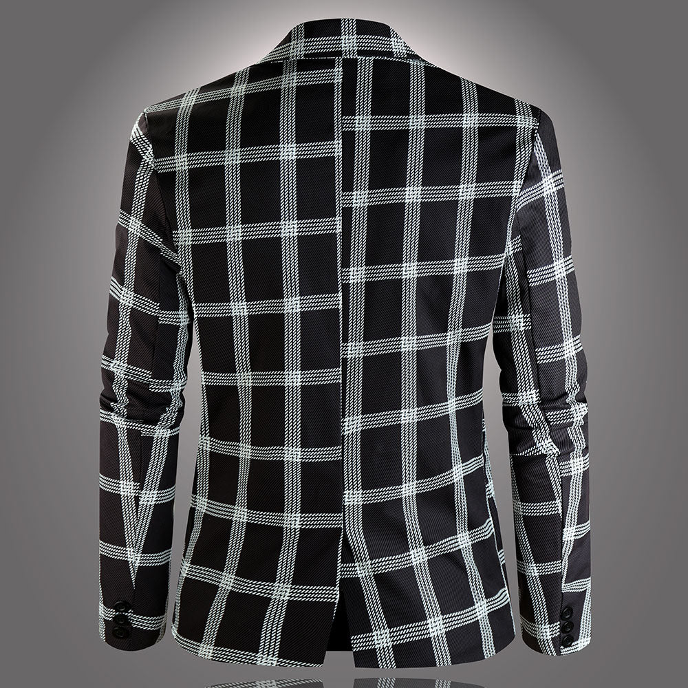 Men's Plaid Blazer - Slim Fit Stylish Checkered Suit Jacket for Parties & Weddings - Blazers | Blue Plaid / M