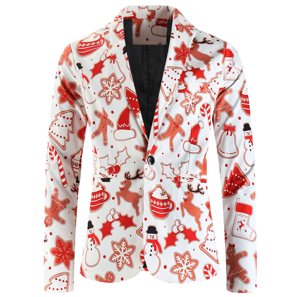 Men's Christmas Print Blazer #X654 - Blazers | Multicolour / M