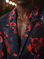 Black Flame Print Suit Set