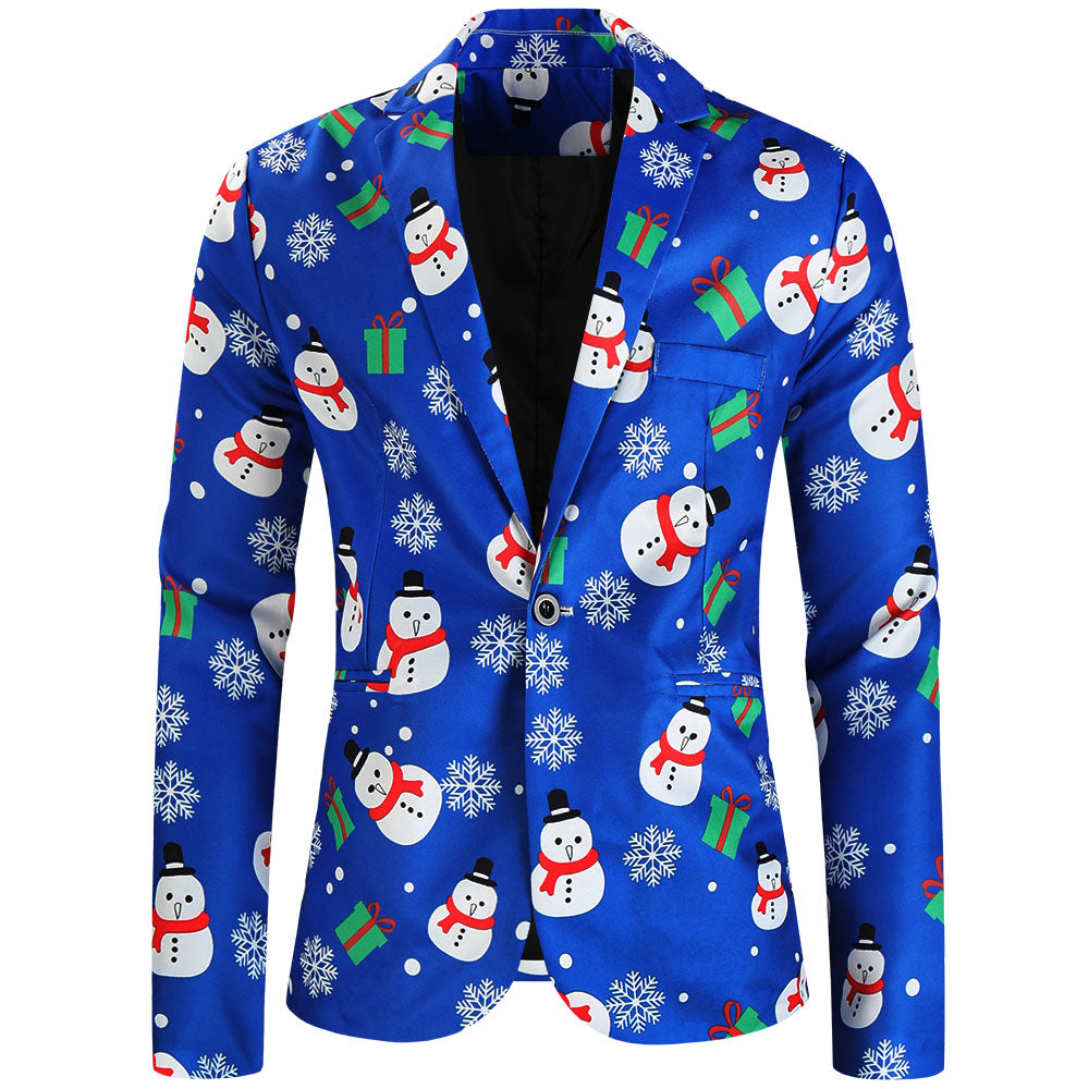 Men's Christmas Print Blazer #X625 - Blazers | Multicolour / M