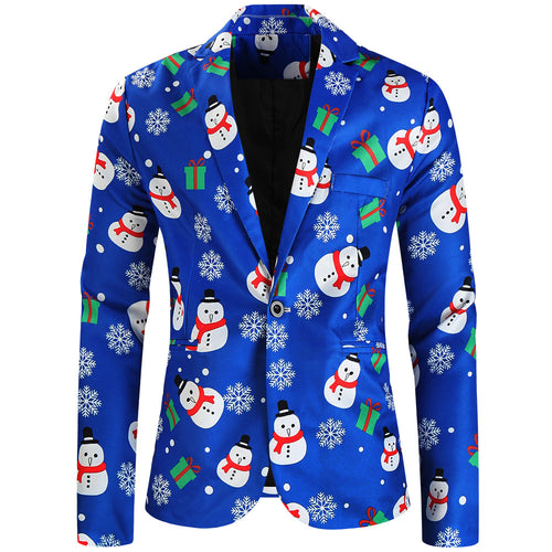 Men's Christmas Print Blazer #X625 - Blazers | Multicolour / M