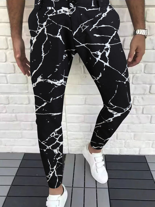 Black Casual Lightning-Print Men's Pants - Pants | Black / M