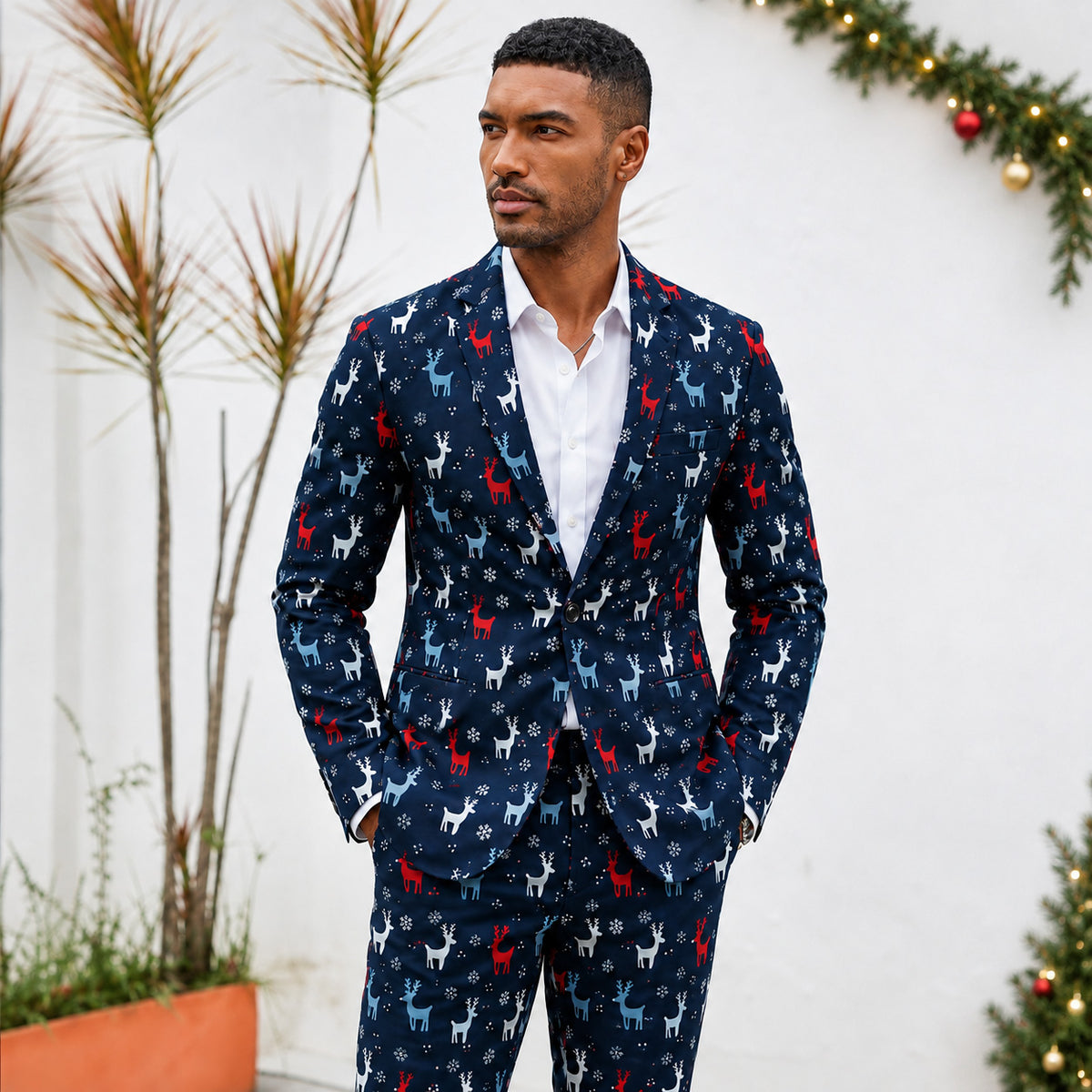 Herrenanzug mit Marmordruck – Kühnes modernes Statement-Outfit