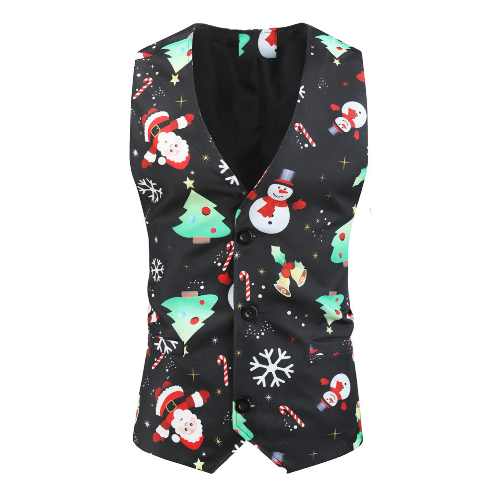 Men's Christmas Printed Vest Suit #2TZMK24 - Vests | Multicolour / M
