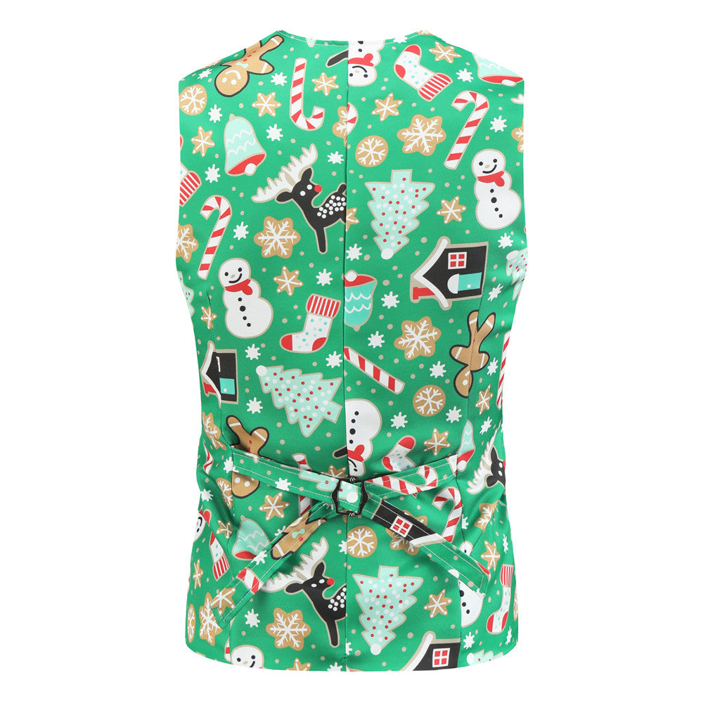 Men's Vibrant Christmas Vest Suit #2TZMK31 - Vests | Green / M
