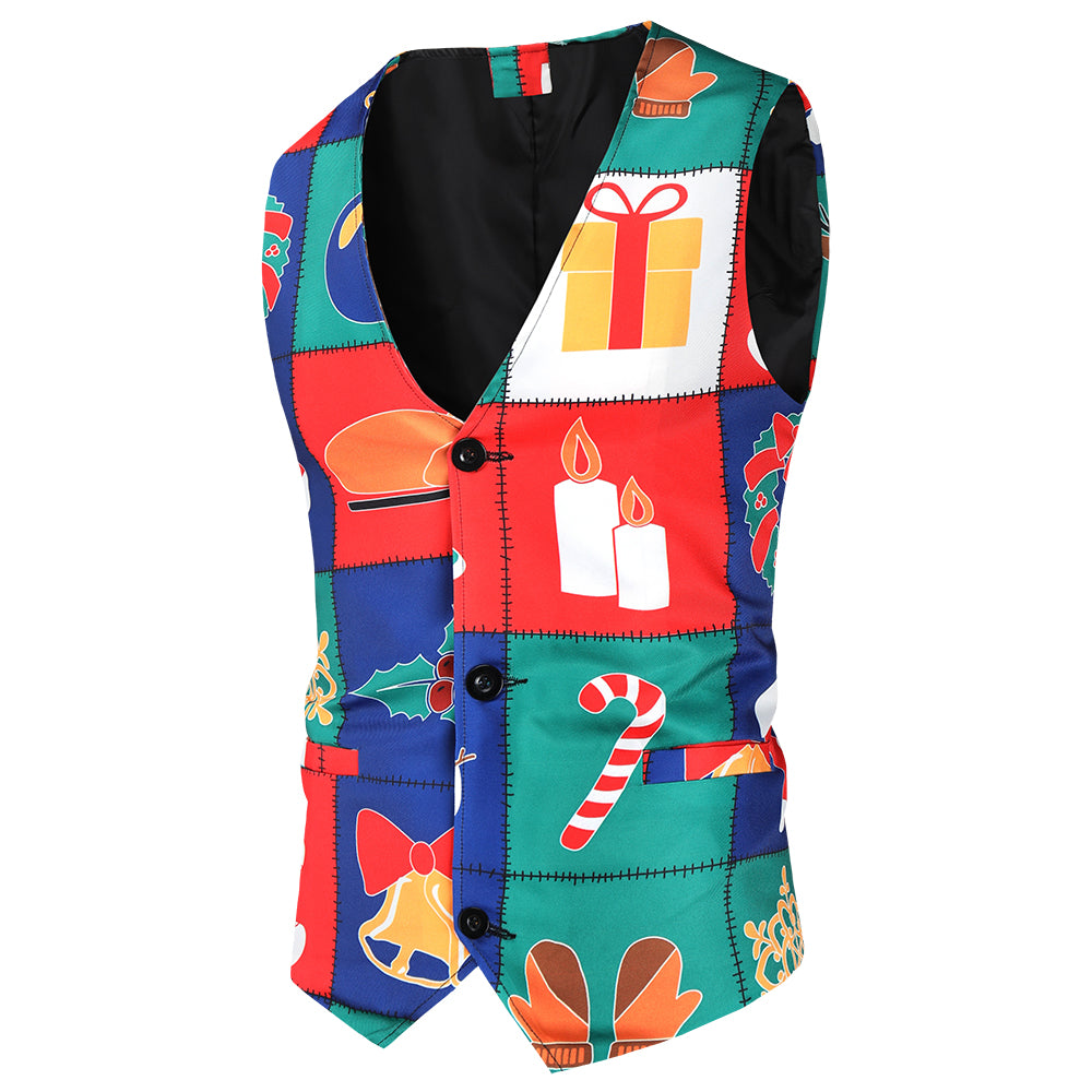 Men's Colorful Christmas Vest Suit #2TZMK33 - Suits | Multicolour / M