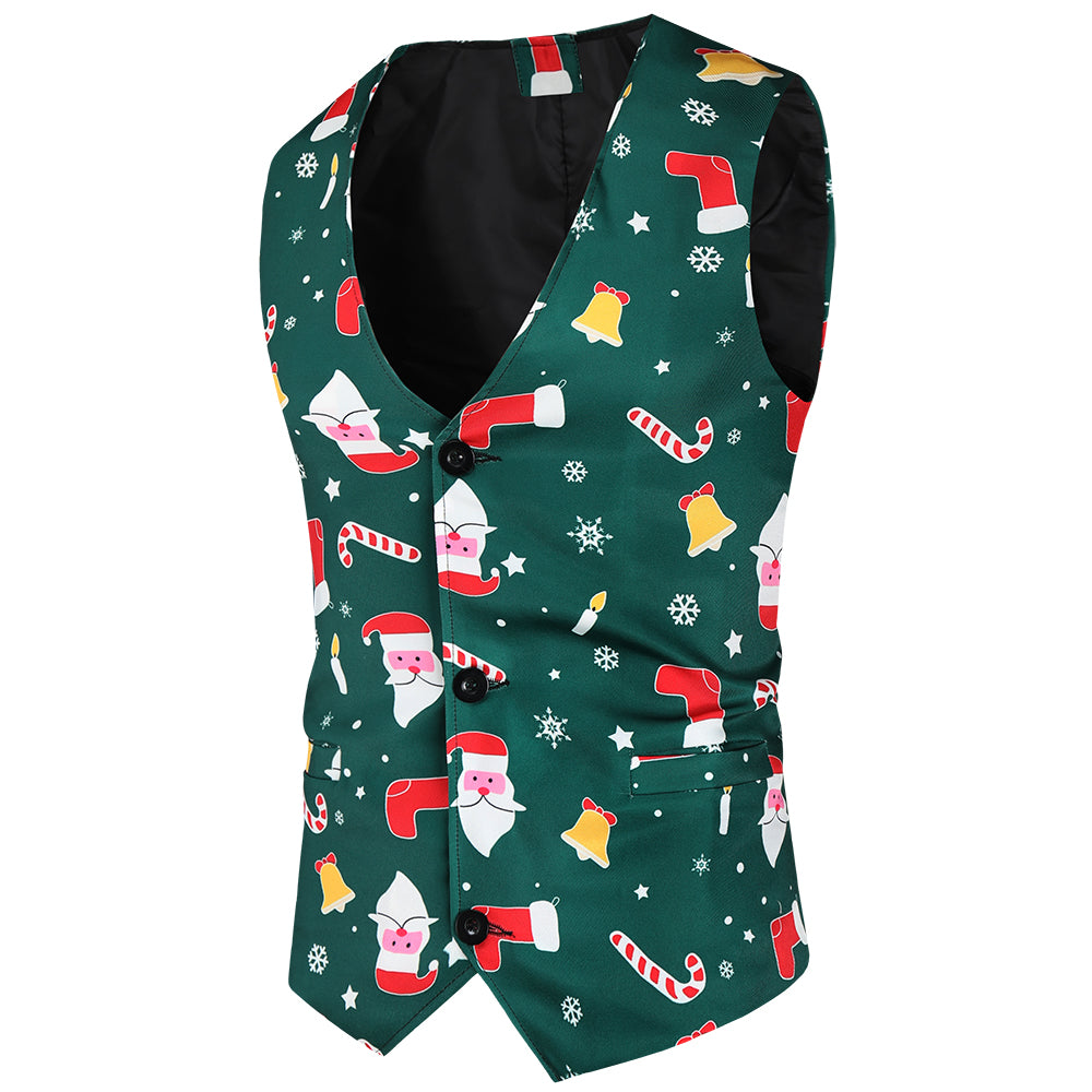 Men's Christmas Print Vest Suit #2TZMK38 - Suits | Multicolour / M