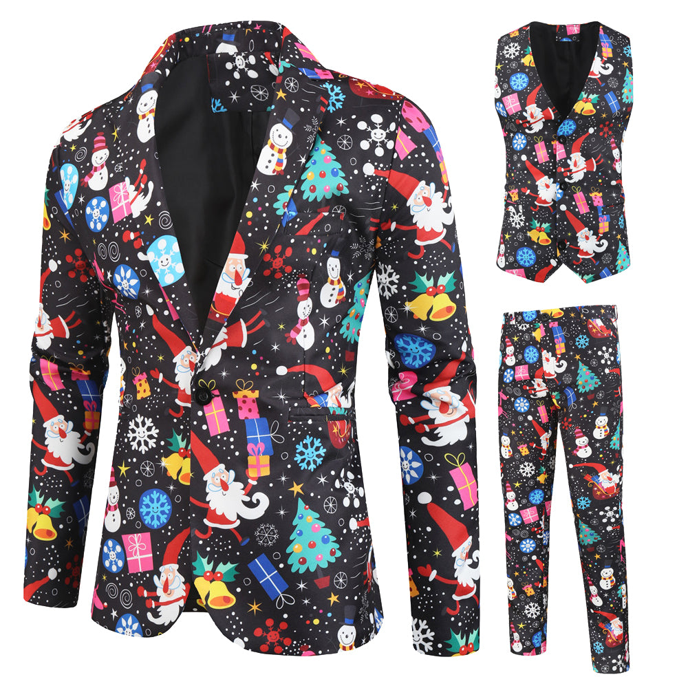 Men's Christmas Three-Piece Suit #3TZMK27 - Suits | Multicolour / M